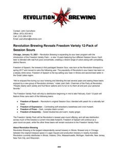 2021-01: Revolution Brewing Reveals Freedom Variety 12-Pack of Session Sours